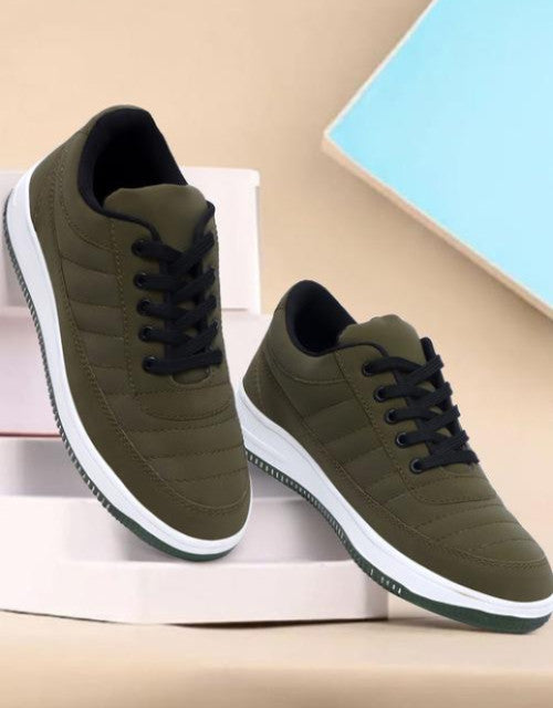 Men olive lace up sneakers