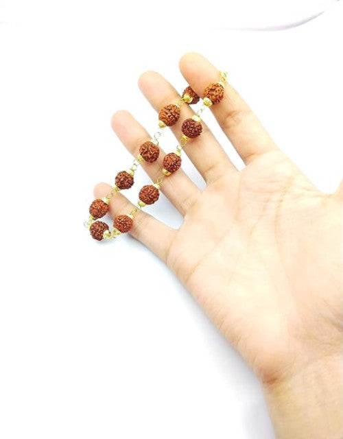 Original 5 Mukhi 5 Face Golden Cap Rudraksha Bracelet for Men and Women (Pack of 1)